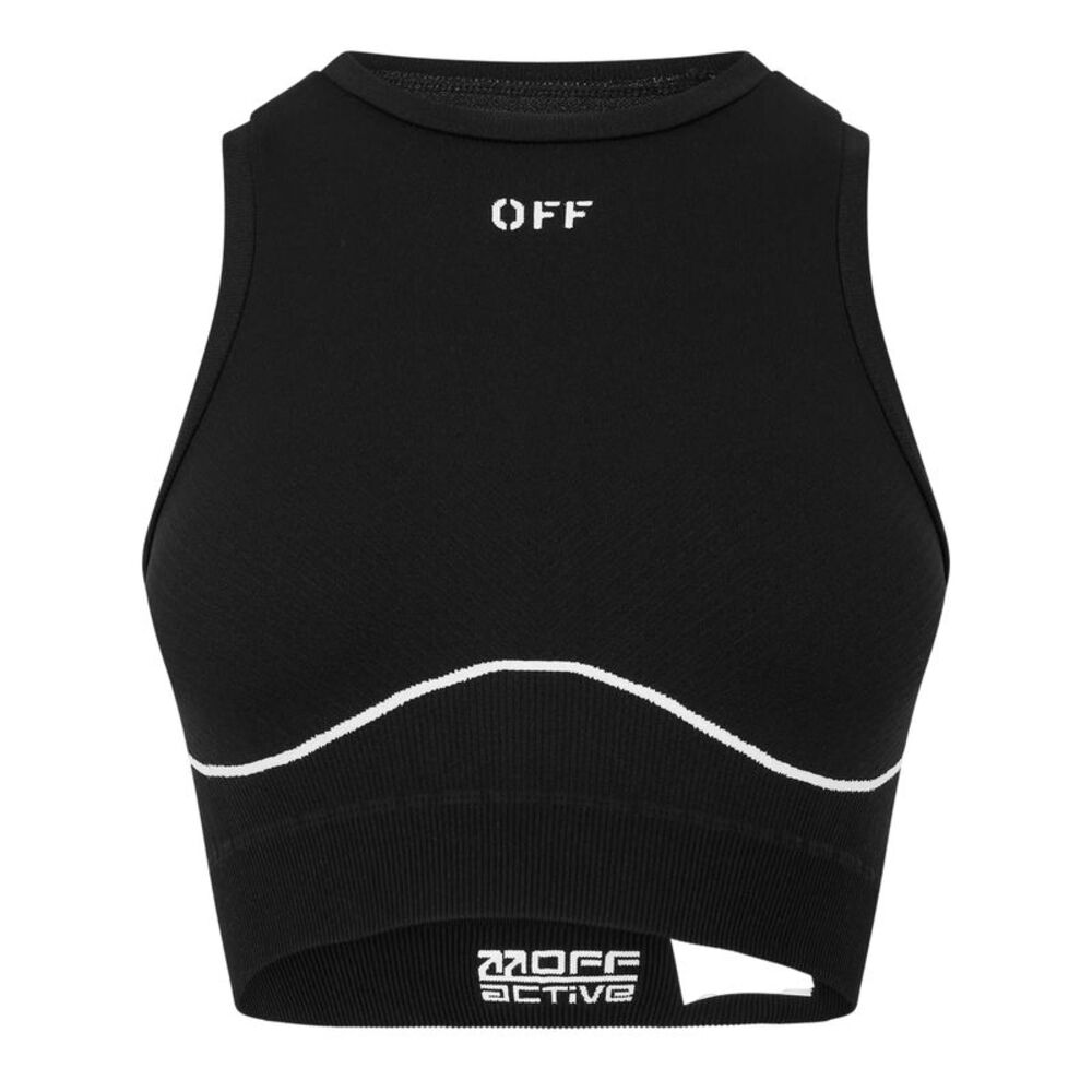 Off White Womens/Ladies OW Snug Fit Crop Top / Black